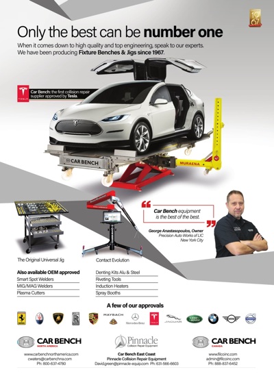 Precision Auto Works of LIC featured NYC Tesla expertsin Car Bench ad.